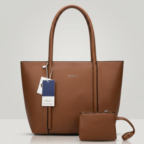 Soft Prestige Imported Leather Tote-Brown
