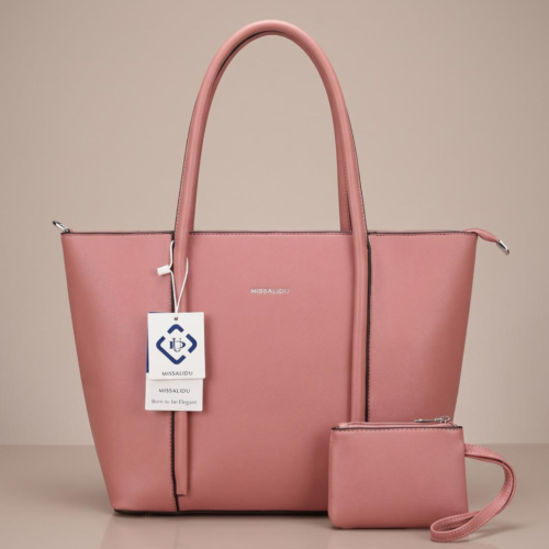 Soft Prestige Imported Leather Tote-Pink