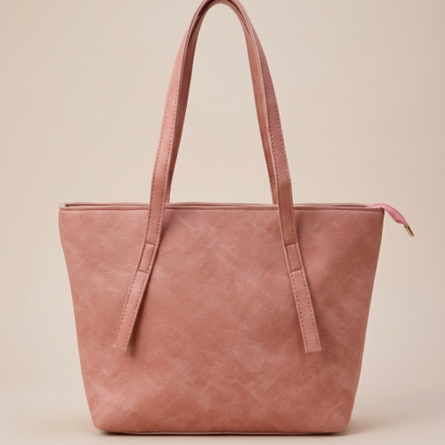 Textured Tote Bag-Pink