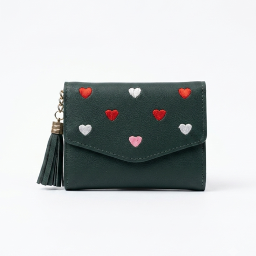 Heartfelt charm series wallet-Forest Green