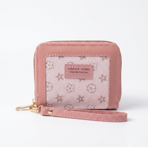 Dual Zipper Printed Mini wallet-Pink