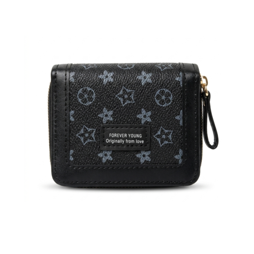 Dual Zipper Printed Mini wallet-Black